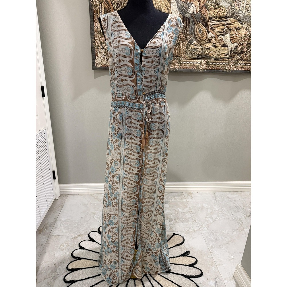 Vicabo Dress Womens XXL Multicolor Floral V Neck Sleeveless Maxi Boho Sundress